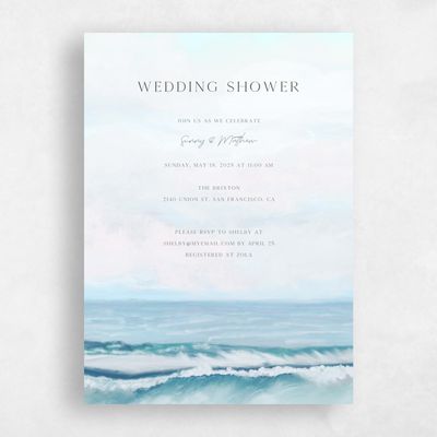 Blue Portrait Wedding Wedding Shower Invitation - Clearwater Portrait