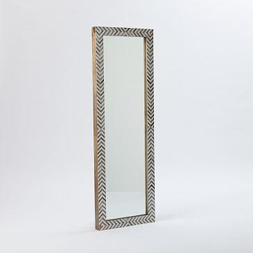 Parsons 72" Floor Mirror, Gray Herringbone