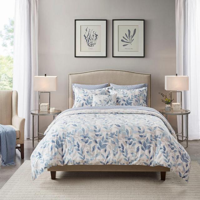 Madison Park Essentials Sofia 8-Piece Reversible Queen Complete Bedding Set in Blue