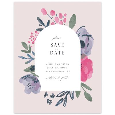 Purple Spring Wedding Digital Save the Date - Colletta Portrait