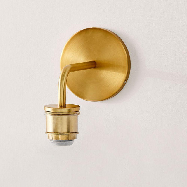 Sculptural Glass Sconce, Sconce, Antique Brass