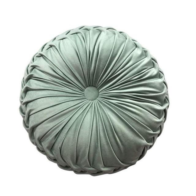 EASTSURE Round Throw Pillow Cushion Velvet Pleated Pillow Filled European Solid Color Pumpkin Plush Floor Pillow Home Decorative for Sofa Bed Living Room Office Chair Couch