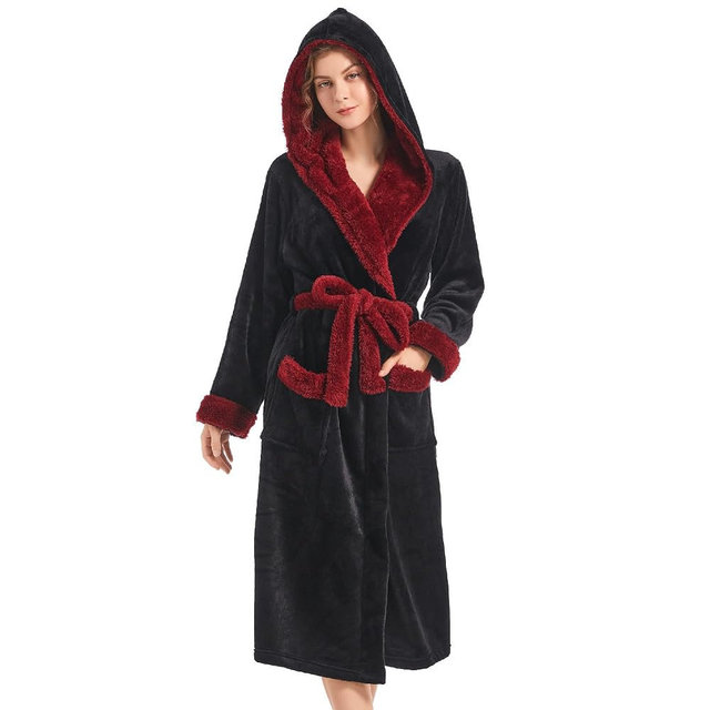 Inner Wish Women Hooded Plush Robe, Fleece Highly Absorbent Cozy Warm Bathrobe