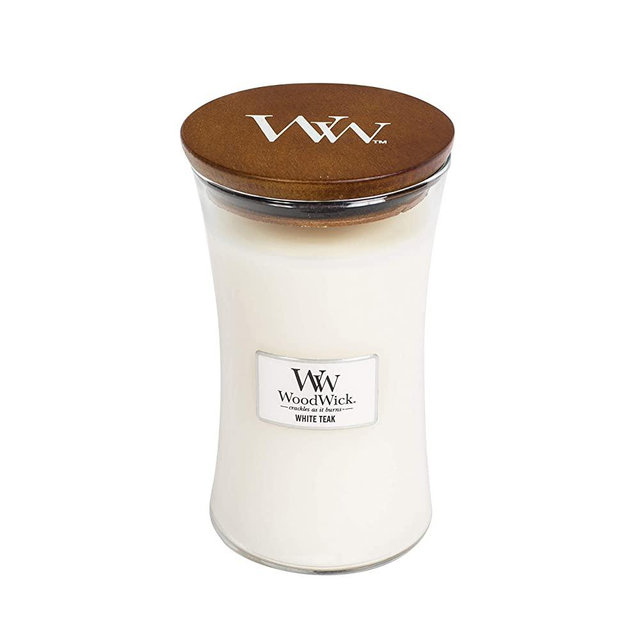 WoodWick White Teak Pluswick Large Hourglass Candle, 22 oz.