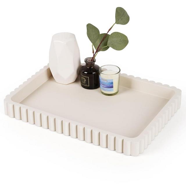 Cathyeen Concrete Decorative Tray for Coffee Table Decor, 14" Coffee Table Tray Ottoman Tray Table Centerpieces, Rectangular Modern Decorative Trays for Home Decor, Living Room, Entry, Gray
