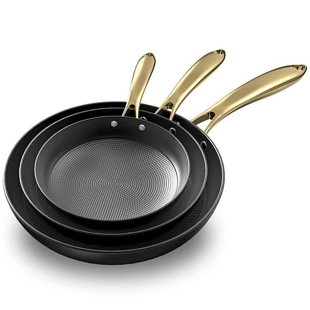 imarku Non Stick Frying Pans, Nonstick Cast Iron Skillets 3 Pcs - 8 Inch, 10 Inch and 12 Inch Nonstick Frying Pan Set, Professional Cast Iron Pan Set Non Stick Skillets, Cool Handle, Fathers Day Gifts