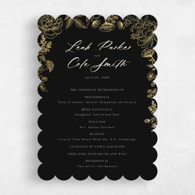 Black Scalloped Wedding Program - Vicenza Foil