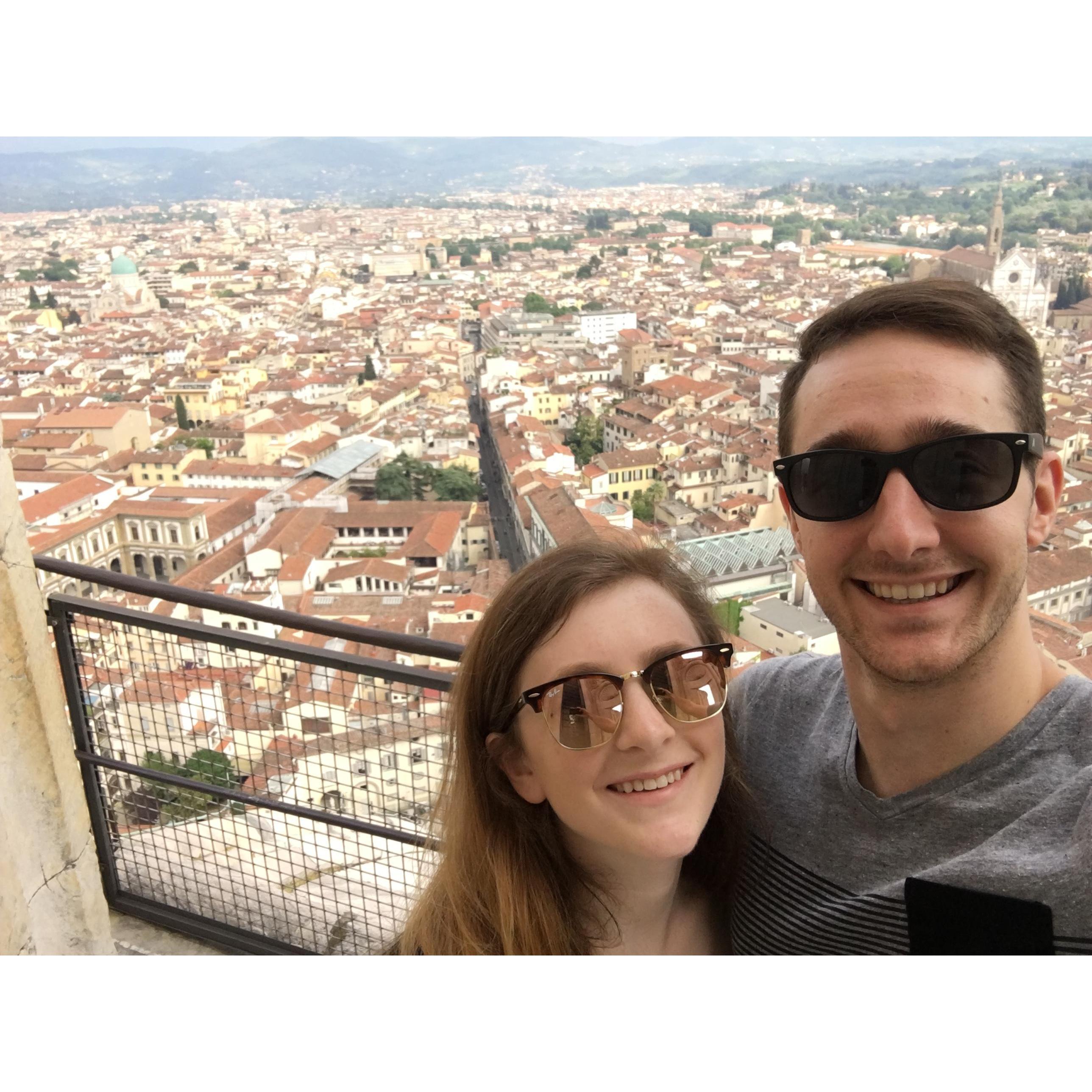 Trip Adventure: Florence, Italy. Overlooking the city of Florence on top of the Duomo Cathedral. FYI, Kyle is not a fan of heights lol