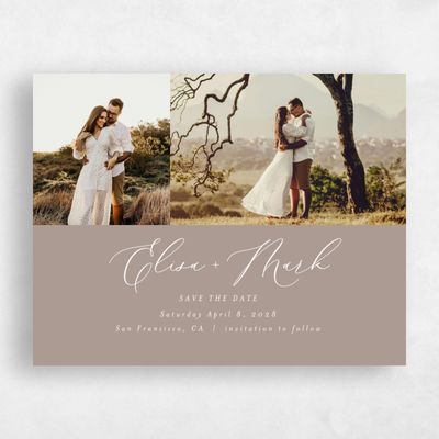 Rich Taupe, Brown Wedding Save the Date - Marlow Multiphoto