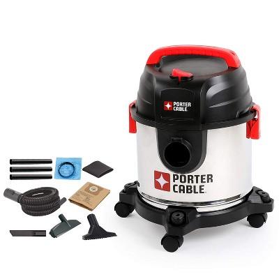 PORTER-CABLE PCX18301-4B 4 Gallon 4 Peak Horsepower Portable Wet and Dry Vacuum Cleaner with Swivel Caster Wheels and Attachments