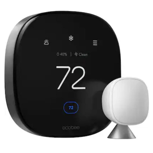 ecobee - Premium Smart Programmable Touch-Screen Thermostat with Siri, Alexa, Apple HomeKit and Google Assistant - Black