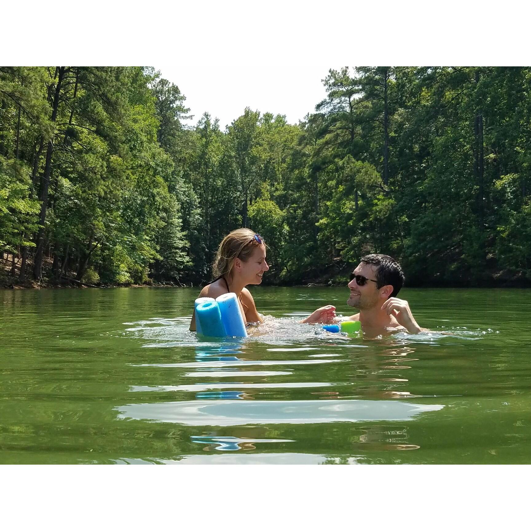 Steven and Jill enjoying the water in Lake Martin, Alabama.