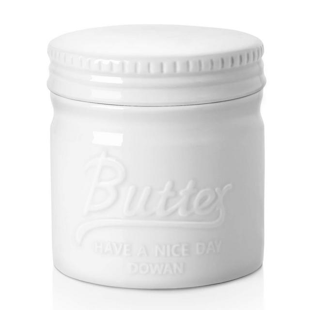 DOWAN Butter Dish for Spreadable Soft Butter, Butter Keeper Crock, No More Cold Hard Butter, Housewarming Gift Indoor Home Kitchen Decor, White