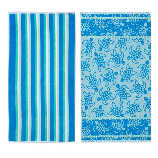 Cotton Jacquard Theme Printed Beach Towel 2 Pack - Great Bay Home