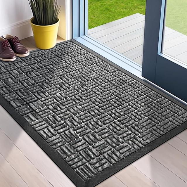 Mibao Front Door Mat, Heavy Duty Durable Welcome Mat for Outdoor Indoor, Dirt Trapper Waterproof Super Absorbent Door Mat for Entryway Outside Patio Porch, 18" x 30", Grey