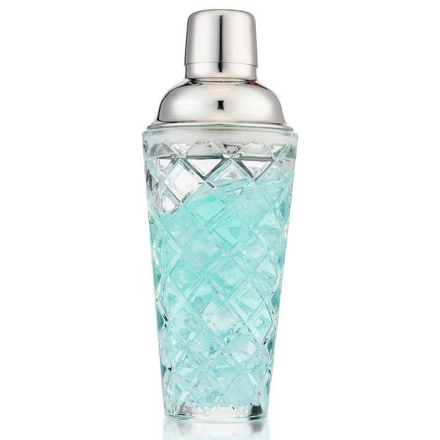 Gbuxska Glass Martini Shaker, 14.2 Oz Martini Shaker with Strainer for Home Use & Bar Cart, (Silver)