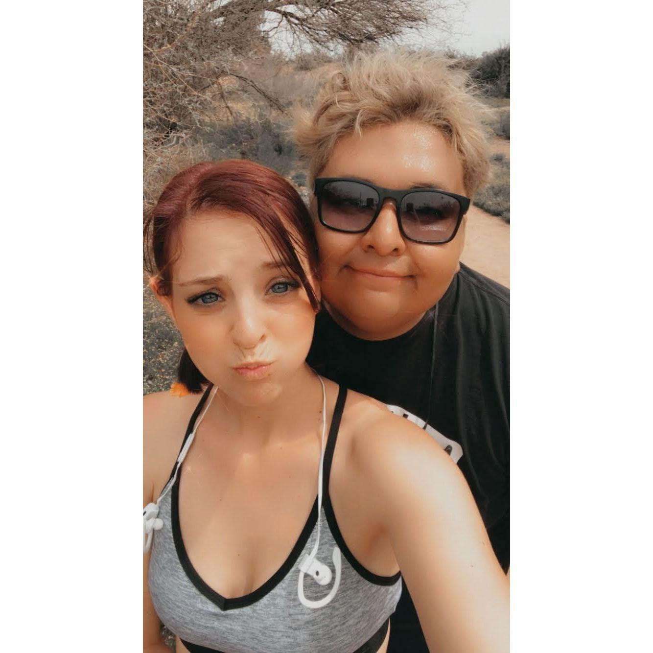 Being silly during a hike at Papago