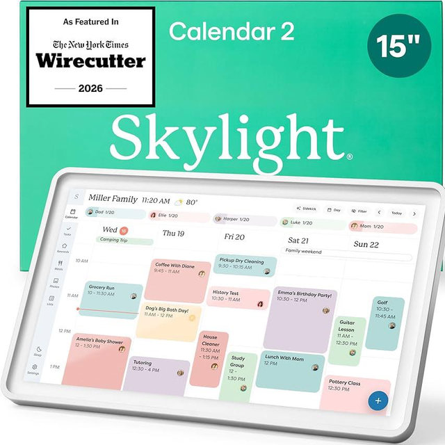 Skylight - Calendar 2: White 15 Inch Touchscreen Smart Calendar and Chore Chart - White
