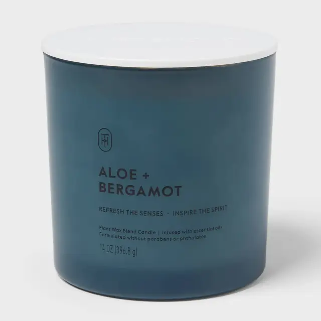 2 Wick Glass Aloe and Bergamot Jar Candle 14oz - Threshold™