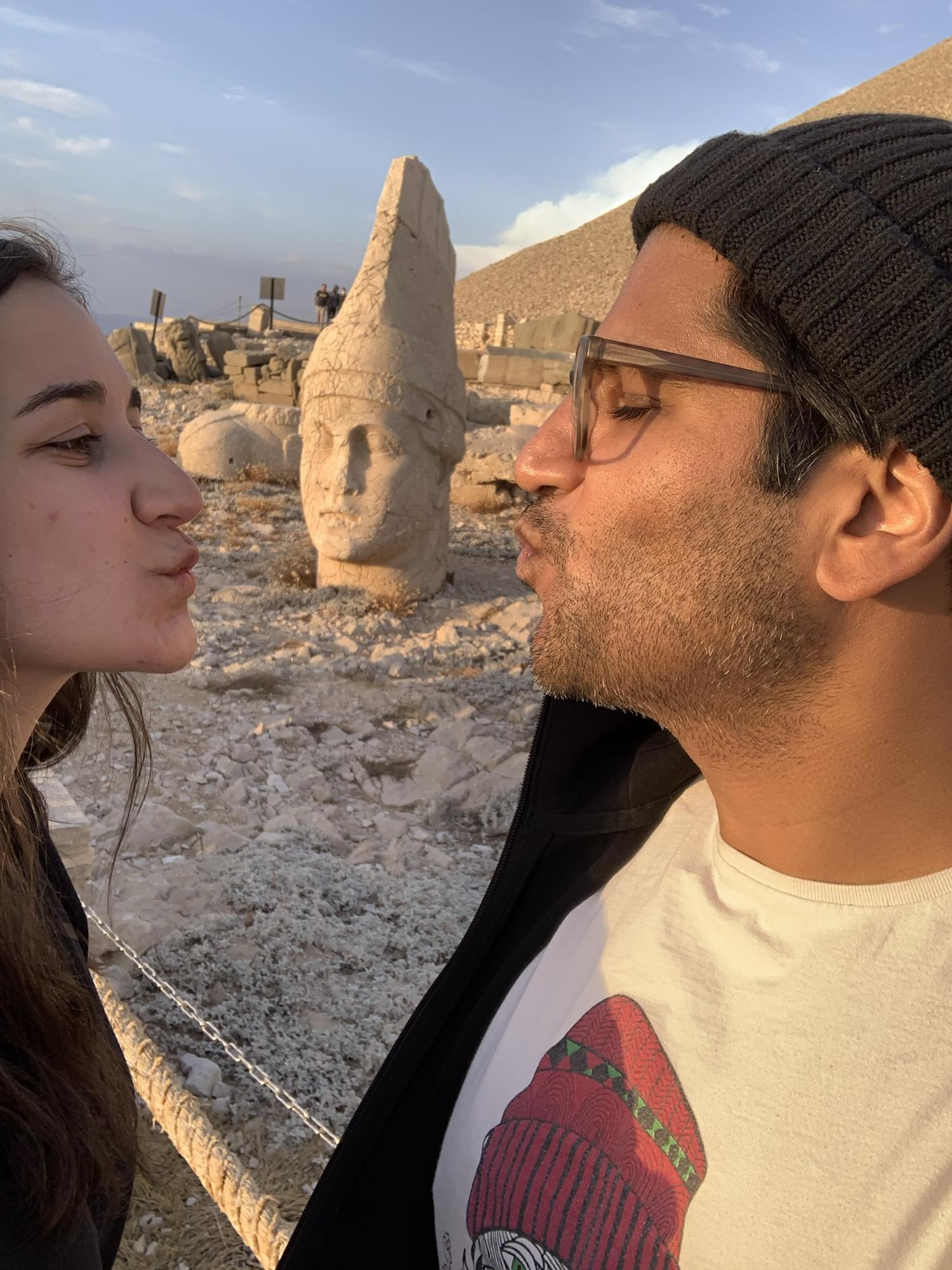 Fun on top of Mount Nemrut.