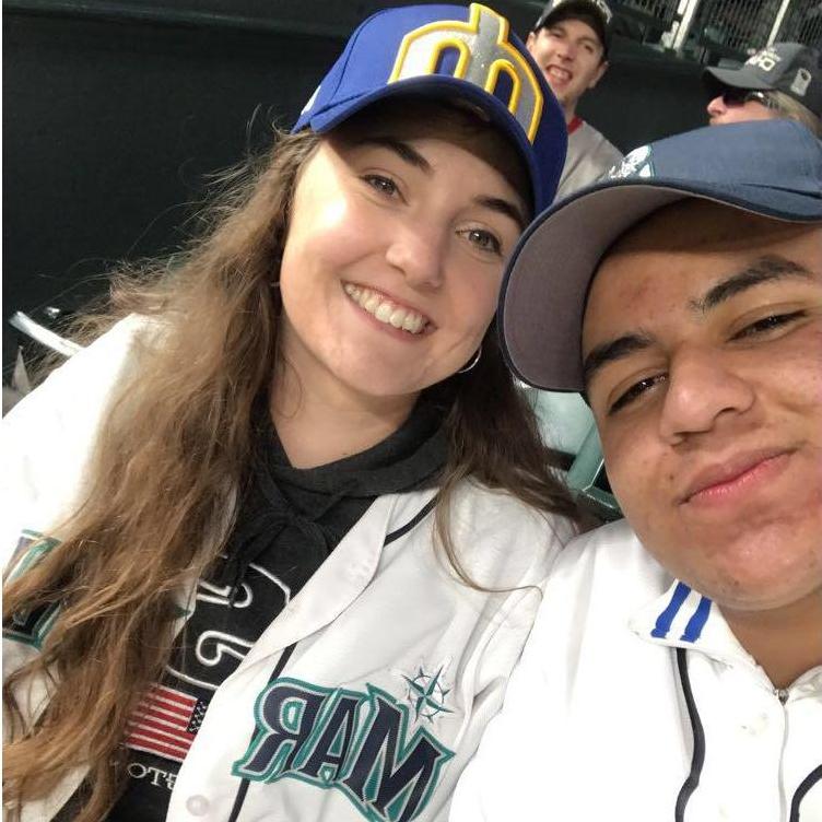 Our first baseball game together. He's a Marlin's fan.