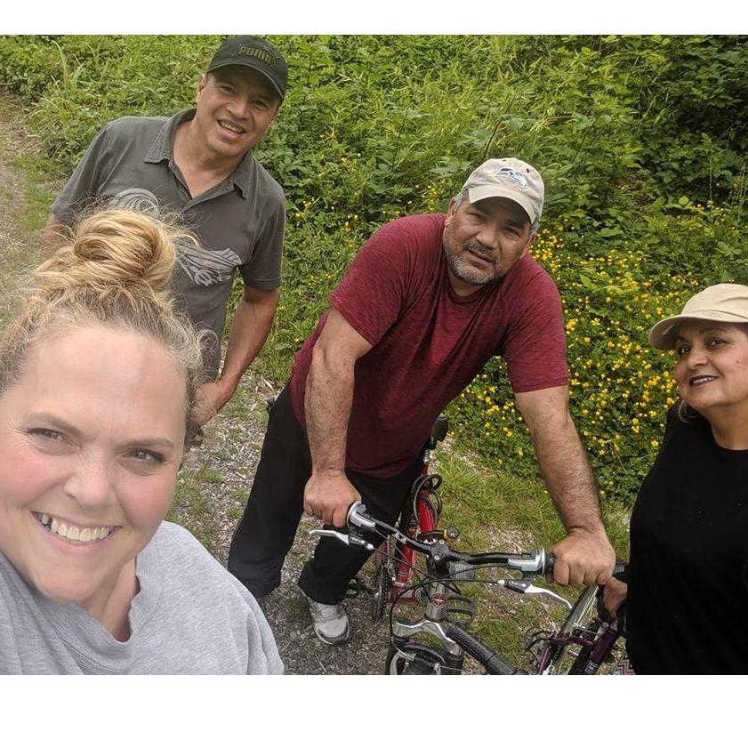 Miguel always encourages me to do what is good and healthy...We biked over three miles this day and boy, did I pay for it the next day!!!