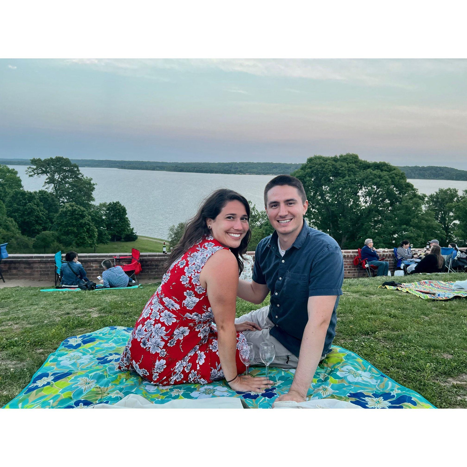 Our first photo as a couple at the Mount Vernon wine festival (2023).