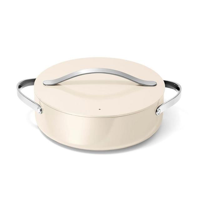 Caraway Rondeau - 6 Qt Non-Stick Pan with Lid - Free From Forever Chemicals - Perfect for Searing, Braising, & Roasting - Cream