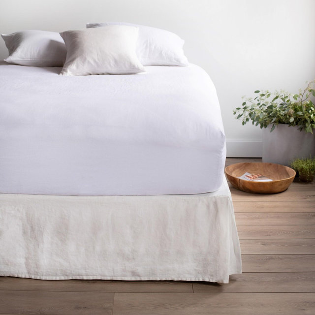 100% French Linen Bedskirt - Queen - Cream | BOKSER HOME