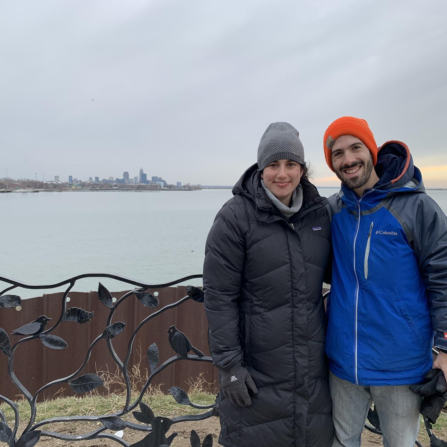 Winter Hiking overlooking the Cleveland skyline