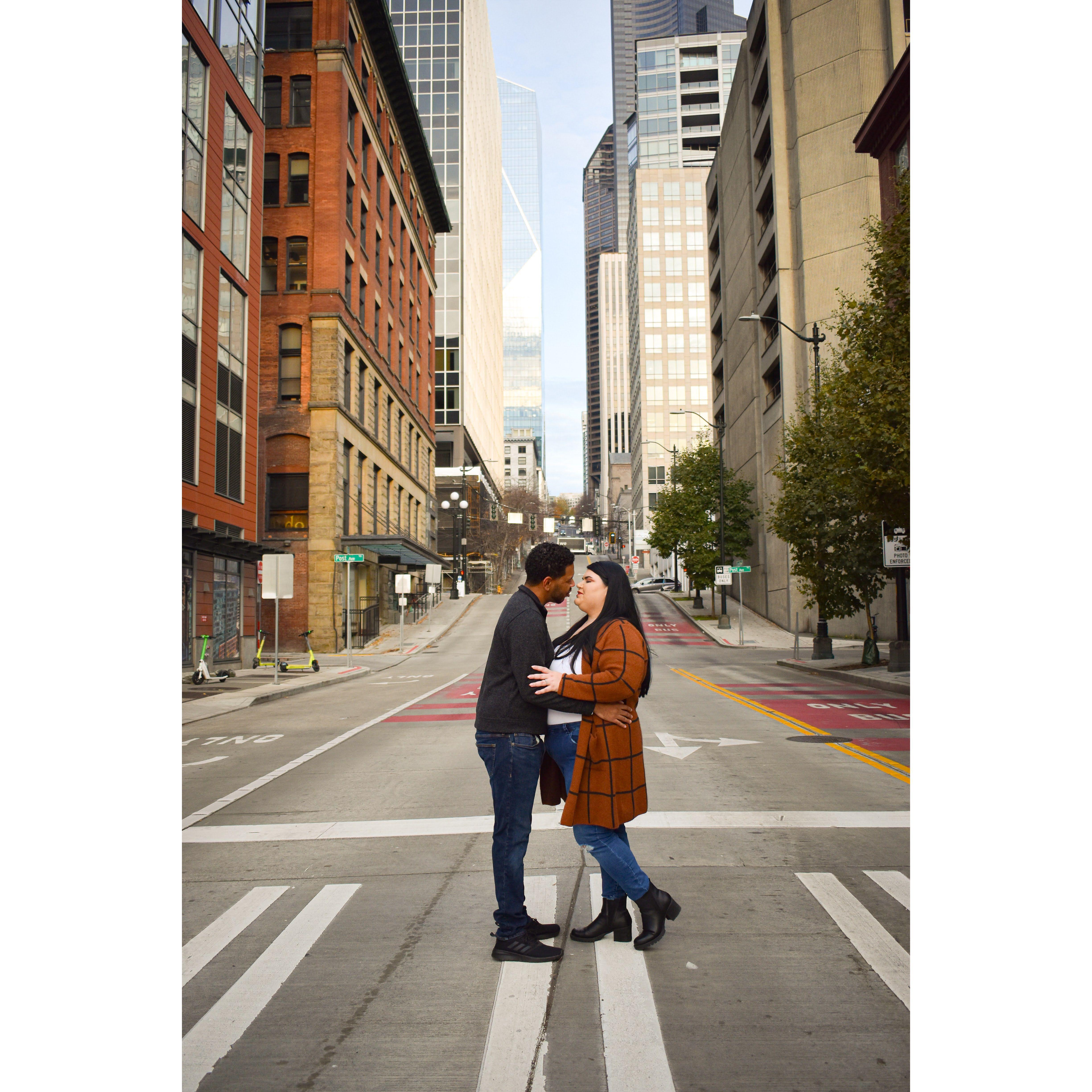 Candid engagement photo