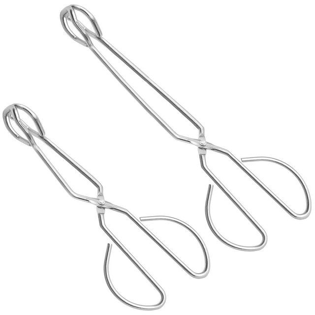 HINMAY Scissor Tongs 10-Inch and 13-Inch Set Heavy Duty Stainless Steel Wire Tongs, Set of 2
