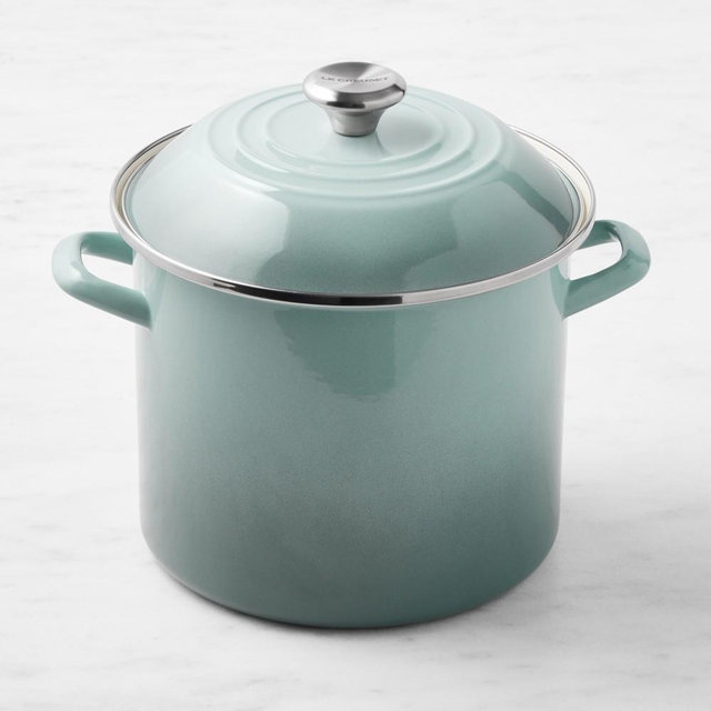 Le Creuset Enameled-Steel Stock Pot, 10-Qt., Sea Salt