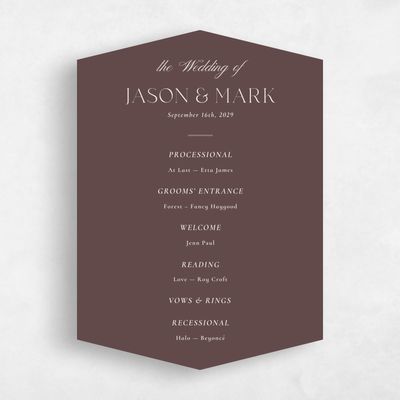 Brown Diamond Wedding Program - Gavin