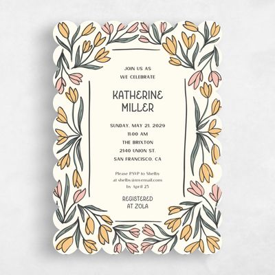 Yellow Scalloped Wedding Wedding Shower Invitation - Noemi Portrait
