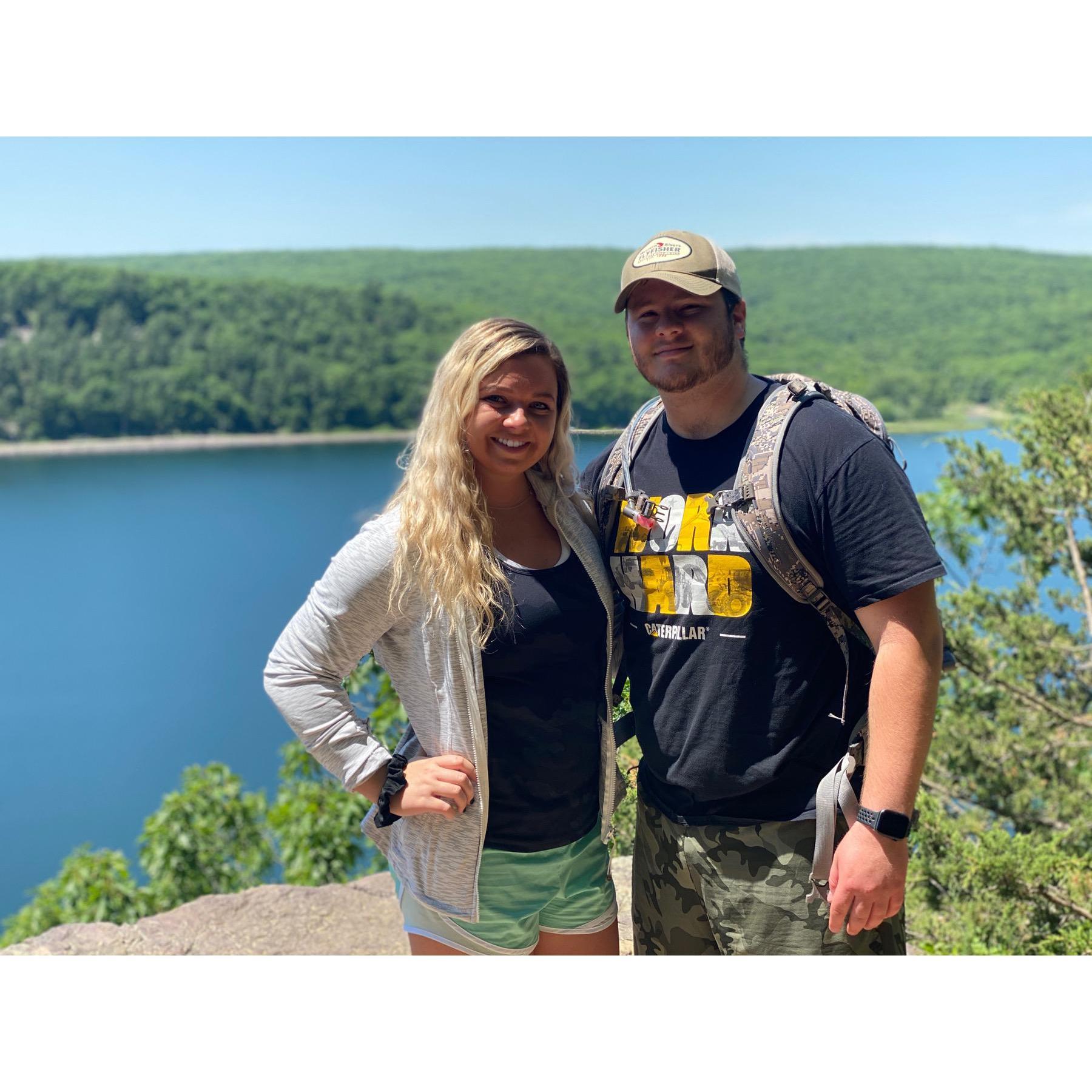 Hiking at Devil's Lake in Wisconsin.