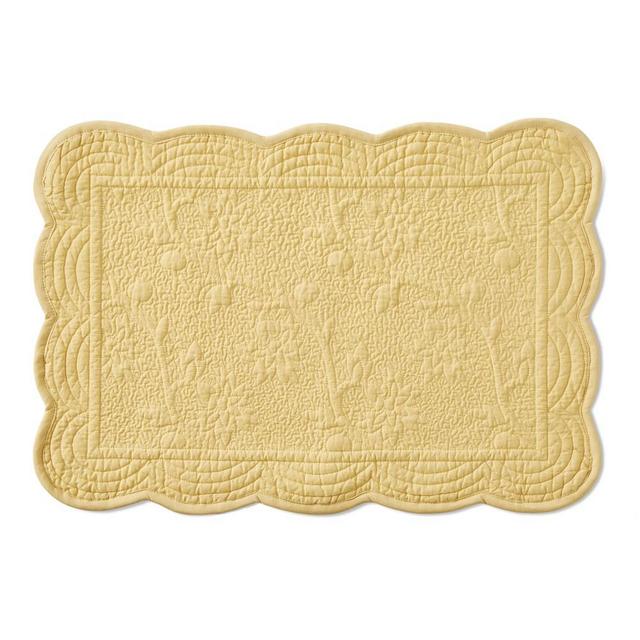 Vine Floral Boutis Scalloped Place Mats, Set of 4, Jojoba Yellow
