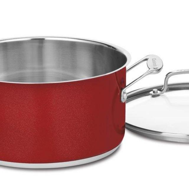 Cuisinart CS44-24MR Chef's Classic Stainless 6-Quart Stockpot with Cover, Metallic Red
