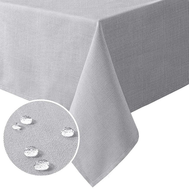 H.VERSAILTEX Linen Textured Table Cloths 54 x 70 Inch Premium Solid Tablecloth Spill-Proof Waterproof Table Cover for Dining Buffet Feature Extra Soft and Thick Fabric Wrinkle Free, Grey