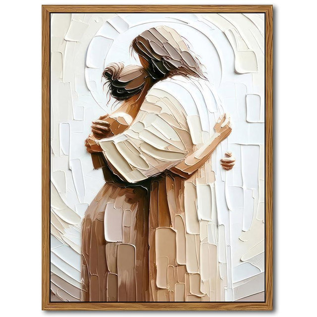 AKWISH Floating Frame Jesus Embracing Woman Canvas Wall Art, Safe in His Arms Pictures Canvas Print Posters Wall Decor, Christian Wall Art Home Decor for Living & Prayer Room 24x36 inch