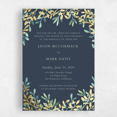 Grayed Navy, Grey Wedding Invitation - Eastwick Layer