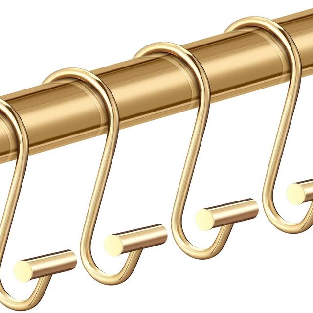 CHICTIE Gold Shower Curtain Hooks Rings, Decorative Shower Curtain Rings for Bathroom Shower Rod, Set of 12 Premium Rust-Resistant Metal Shower Hooks Hangers T Shaped Design…