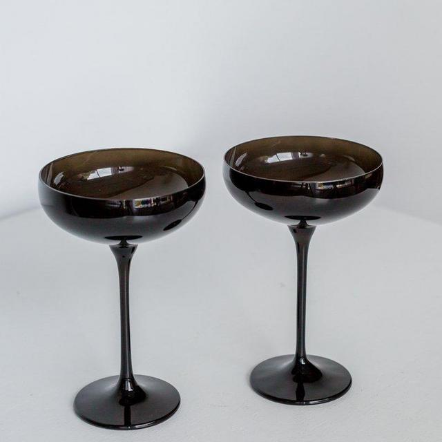 Estelle Colored Champagne Coupe Stemware - Set of 2 {Black Onyx}