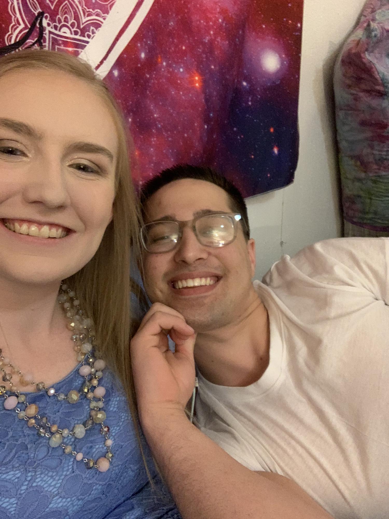 Getting ready for engagement photo shoot