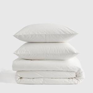 Organic Brushed Cotton Duvet Cover Set in White