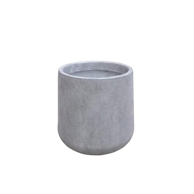Kante RF2015022B-C80021 Modern Lightweight Footed Tulip Outdoor Round Planter, Natural Concrete