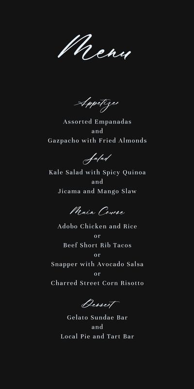 Black Oval Wedding Menu - Uzes