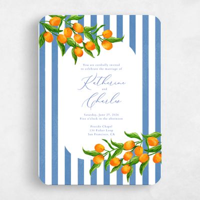 Blue Rounded Wedding Invitation - Tropea Classic