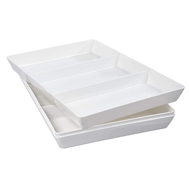 Avant 15" x 10" Divided 3-Compartment Plastic Serving Tray | set of 3 White