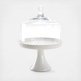 Scallop 2-Piece Pedestal & Glass Cloche Set